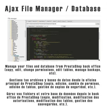 ماژول Ajax File / Database Manager 2.1.0-مدیریت دیتابیس از داخل پرستاشاپ و فایل منیجر پرستاشاپ