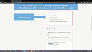 Custom fields& tabs on product page Module